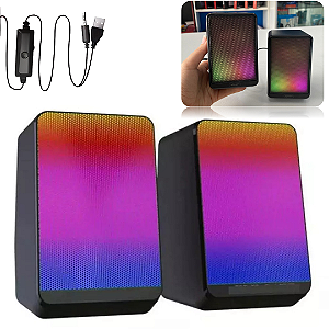 Mini Caixa de Som Para PC e Notebook 6W RMS (3Wx2) com Led, USB 2.0 - Knup KP-RO839