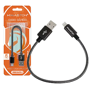 Cabo Curto USB Para iPhone com 20cm de Tecido Trançado - H'Maston XT8-2