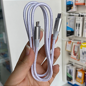 Cabo Tipo C para Tipo C 100W com 1 Metro Para Macbook Celular, Branco - Hrebos CB-362C