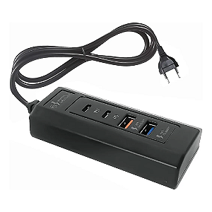 Carregador Fonte Powersocket 25w com 2 Entradas USB-C (PD) + 2 USB Convencional até 3.1A Max