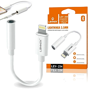 Adaptador de iPhone Lightning Para P2 (Fêmea), via Bluetooth - Lehmox LEY-234