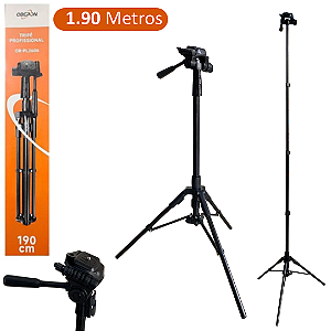 Tripé para Câmera Fotográfica e Celular 61cm até 1,90 Metros Ajustável - Oberon OR-PL2606