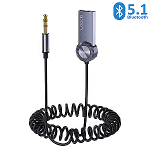 Adaptador Bluetooth 5.1 Som Automotivo Entrada USB + P2 (AUX) Carro Musica - Toocki