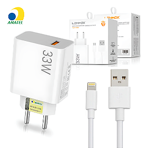 Carregador Turbo 33W USB + Cabo Tipo iPhone - Lehmox LE-407 IOS