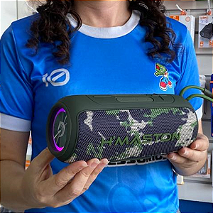 Caixa de Som Bluetooth 16W, IPX6 Resistente à Água, Rádio FM, Pendrive, SD e AUX, Camuflada Militar - H'Maston TN15