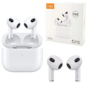 Fone de Ouvido Bluetooth V5.3 TWS, IPX4, Até 4 h Reprodução, Branco - Kaidi KD-789