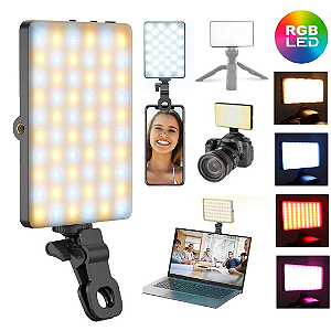 Iluminador LED Luz de Preenchimento RGB Para Celular, Câmera, Tripé - Tomate MLG-165