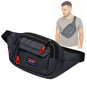 Pochete Impermeável Bolsa Transversal ou Cintura, Cor Azul - Sport A2533