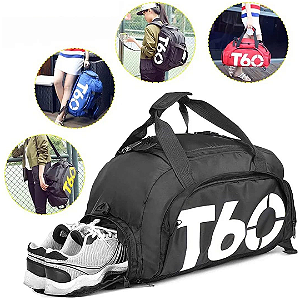 Mochila Bolsa Multifunção Academia Viagem Fitness Treino Esporte T60 Cor Preto