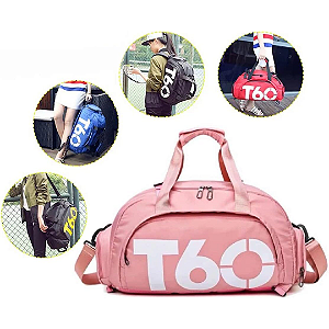 Mochila Bolsa Multifunção Academia Viagem Fitness Treino Esporte T60 Cor Rosa