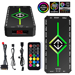Controlador RGB ARGB para Fans com Controle Remoto, Compatível com 5V 3-Pinos