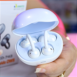 Fone de Ouvido Bluetooth V5.3 Extra Auricular e Encaixe em Clipe, Branco - Kaidi KD-743