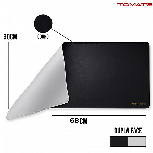 MousePad Gamer 68x30cm de Couro Sintético Dupla Face Preto e Cinza - Tomate MTC-7030