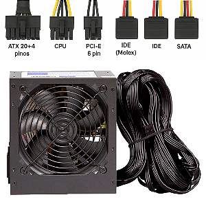 Fonte de Alimentação Para PC 500W ATX, Bivolt Automático, PFC Ativo - Duex DX500FSE