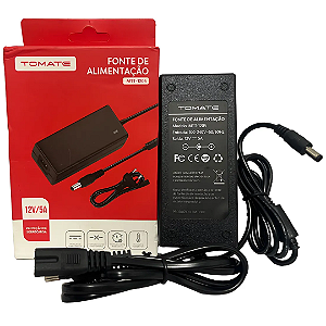 Fonte de Alimentação 12V 5A para Câmeras, DVR, Modem, DVD, LED, Switch, Splitter - Tomate MTT-1205