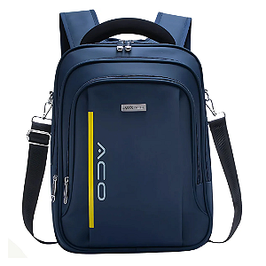 Mochila Para Notebook até 14" Unissex à Prova D'Água com Alça Lateral Cor Azul - Aco 1502