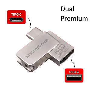 PenDrive 16GB Mini Metal Dual Interface USB e Tipo C - Masterdrive