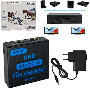Splitter HDMI Divisor com 1 Entrada e 2 Saídas 3D - Knup KP-3471
