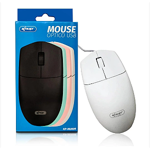 Mouse Com Fio Óptico USB 1000 DPI, Ambidestro, Branco - Knup KP-MU009