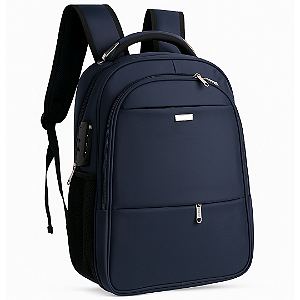 Mochila para Notebook até 15.6" Escolar Reforçada Unissex Semi Impermeável, Cadeado Anti Furto, Azul - Aco 1713
