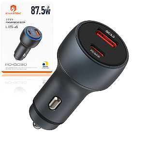 Carregador Para Carro com 2 Saídas USB e Tipo C 87.5W (PD 65W + QC 22.5W) - H'Maston L15-4