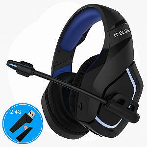 Headset Gamer Bluetooth V5.4 RGB com Som 7.1 Surround e Adaptador 2.4G Preto/Azul - It-Blue LE-0318