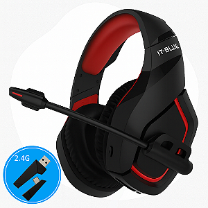Headset Gamer Bluetooth V5.4 RGB com Som 7.1 Surround e Adaptador 2.4G Preto/Vermelho - It-Blue LE-0318
