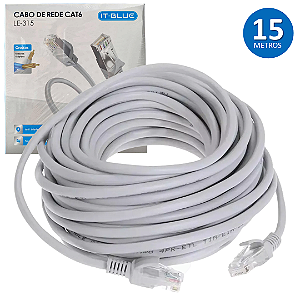 Cabo de Rede de 15 Metros Cat 6 para CFTV e Rede, Até 1000Mbps, Cinza - It-Blue LE-315