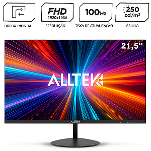 Monitor Gamer Alltek 21,5" Full HD - 100Hz, 5ms, Borda Infinita e Painel VA (ATK-215)
