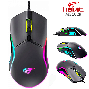 Mouse Gamer USB com 7.200 DPI e Iluminação RGB Dinâmica - Havit MS1029