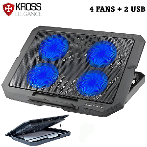 Suporte Base Gamer com 4 Fans para Notebook até 15.6", LED Azul e 2 Portas USB - Kross Elegance KE-SNX40