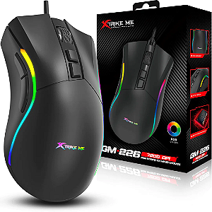 Mouse Gamer com Fio 7200 Dpi, RGB, 7 Botões Programáveis ​​- Xtrike Me GM-226