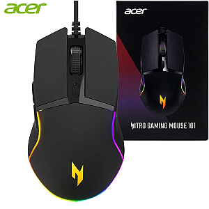 Mouse Gamer com Fio 6400 Dpi, RGB, 6 Botões, Preto ​​- Acer Nitro 101