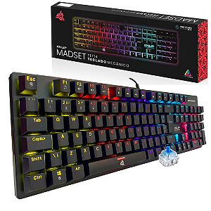 Teclado Mecânico Gamer com Fio Switch Azul com Anti-Ghosting e Iluminação RGB - Knup Madset te124
