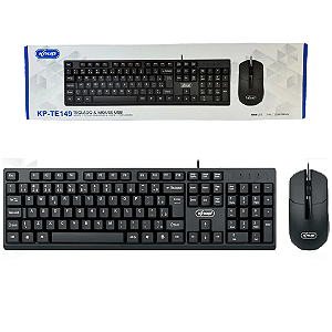 Kit Teclado e Mouse com Fio USB, ABNT2, Preto - Knup KP-TE149