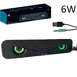 Caixa de Som para PC e Notebook 6W com Led, USB 2.0, Preto - Knup KP-RO830
