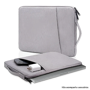 Case Capa para Notebook até 15.6" com Alça e Bolso para Acessórios - Cinza Claro