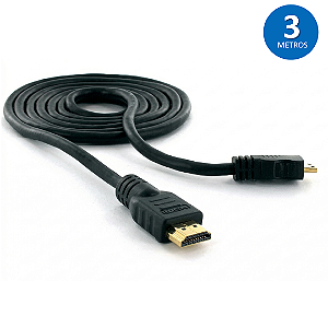 Cabo HDMI com 3 Metros Versão 1.4 Reforçado em PVC Térmico, 4K/Full HD