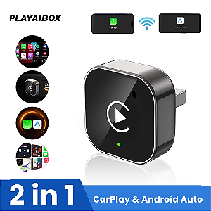 CarPlay e Android Auto Sem Fio Adaptador 2 em 1 Mini para Android e iPhone