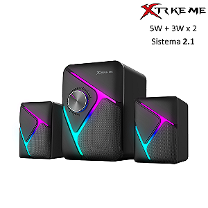 Mini Caixa de Som Gamer 2.1 RGB Stereo para PC e Notebook - Xtrike-ME SK-610
