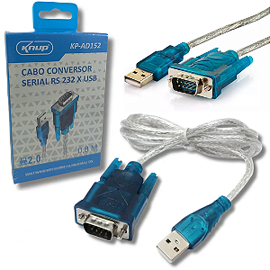 Cabo Conversor USB para Serial RS232 DB9 de 9 Pinos - Knup KP-AD152