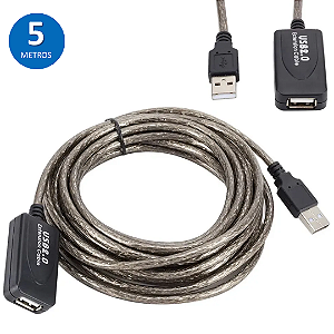 Cabo Extensor USB 5 Metros Ativo com Amplificador de Sinal - Tomate MCB-025