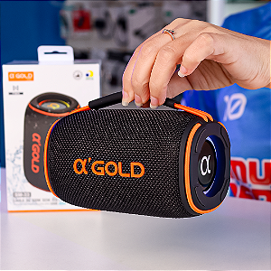 Caixa de Som Bluetooth Potente 15W RMS com TWS e LED - Alfa Gold SM-33