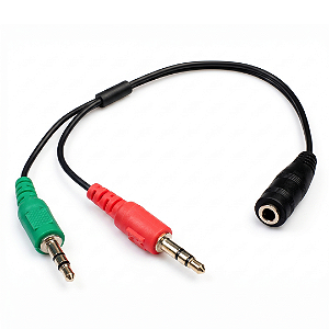 Cabo Adaptador P3 para P2 Duplo Fone e Microfone - Hoopson P3-002