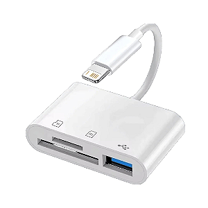 Leitor de Cartão SD TF e USB 3 em 1 para iPhone e iPad Lightning
