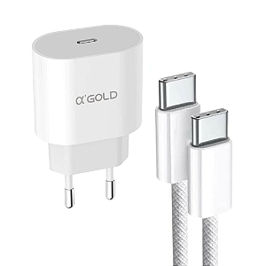 Kit Carregador Tipo C 30W + Cabo Tipo C - Alfa Gold CA31-3/C-Tipo-c