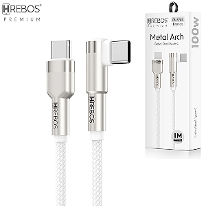 Cabo Tipo C para Tipo C 100W Turbo 1 Metro em L 90 Graus - Hrebos CB-378C