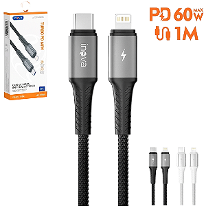 Cabo de Carregamento Tipo C Para iPhone 60W Turbo 1 Metro em Trama de Tecido - Inova MD-13169