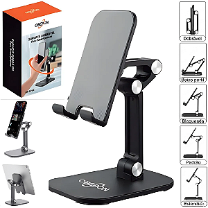Suporte de Mesa Dobrável e Ajustável para Celular e Tablet - Oberon OR-SP44