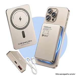 Carregador Portátil Power Bank 10.000mAh Indução MagSafe 22.5W - Hrebos PB-909